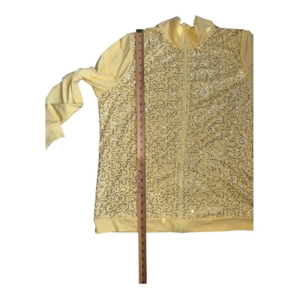 Quaker Factory QVC‎ Women's Large Yellow Sequins Zip Up